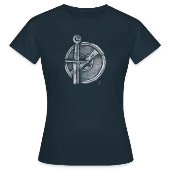 Sword and Buckler - Frauen T-Shirt - Navy - Vorne - AI Model Female 172 dark (172cm)