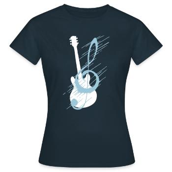 Verzerrter Notenschluessel und Gitarre - Frauen T-Shirt - Navy - Vorne - AI Model Female 172 dark (172cm)