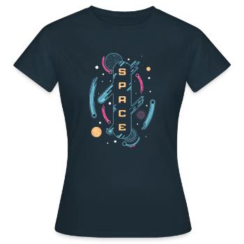 Kosmos - Frauen T-Shirt - Navy - Vorne - AI Model Female 172 dark (172cm)
