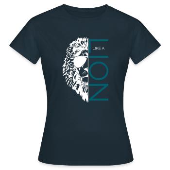 Like a Lion - Frauen T-Shirt - Navy - Vorne - AI Model Female 172 dark (172cm)