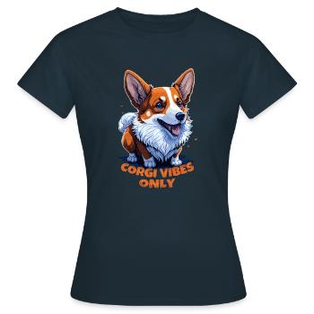 Nur Corgi Vibes - Frauen T-Shirt - Navy - Vorne - AI Model Female 172 dark (172cm)
