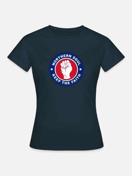 Norther Soul Keep the Faith Logo Union Flag Colour - Women's T-Shirt - navy