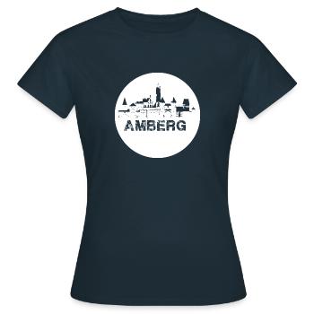 amberg,skyline,weiss,kreis,scherenschnitt - Frauen T-Shirt - Navy - Vorne - AI Model Female 172 dark (172cm)