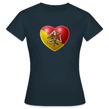 Herz (Sizilien / Sicilia) - Frauen T-Shirt - Navy - Vorne - AI Model Female 172 dark (172cm)