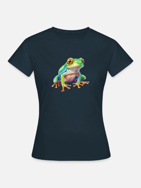 Wasserfarbe Frosch - Frauen T-Shirt - Navy