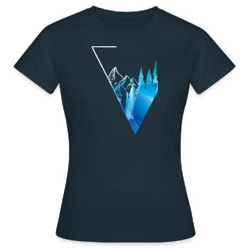 montagnes et forêt panorama bleu - T-shirt Femme - marine - Devant - AI Model Female 172 dark (172cm)