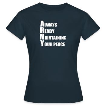 Drôle d’armée américaine Armée militaire américaine Soldat Armée - T-shirt Femme - marine - Devant - AI Model Female 172 dark (172cm)
