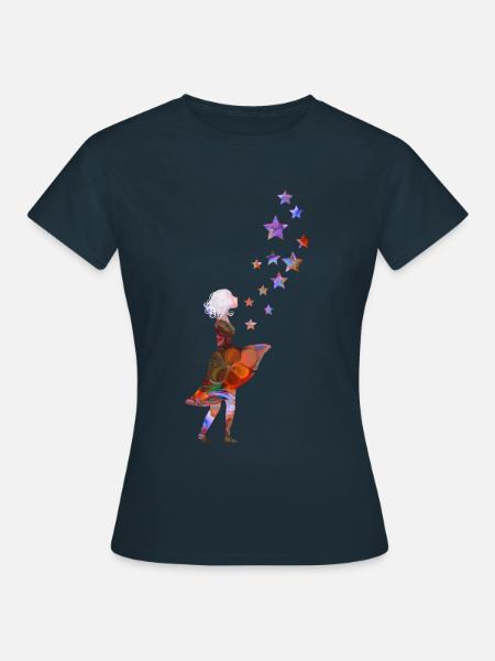 Sterntaler – Mädchen Geschenk Weihnachten - Frauen T-Shirt - Navy