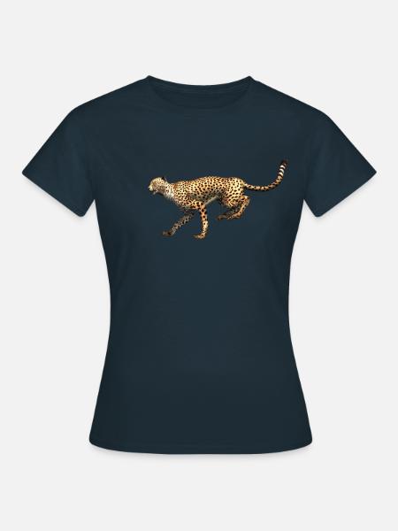 Gepard - Leopard beim Rennen - Frauen T-Shirt - Navy