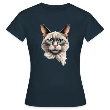 Chat yeux bleus - T-shirt Femme - marine - Devant - AI Model Female 172 dark (172cm)