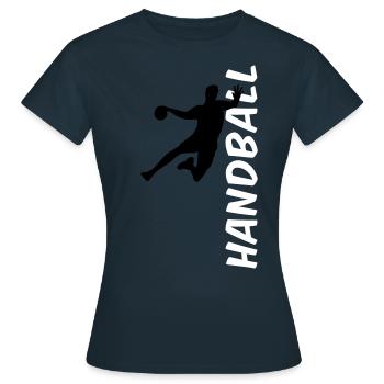 Handball - seitlich - Frauen T-Shirt - Navy - Vorne - AI Model Female 172 dark (172cm)