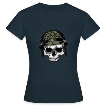 Soldat - Totenkopf - Militär - Soldatenhelm - Frauen T-Shirt - Navy - Vorne - AI Model Female 172 dark (172cm)