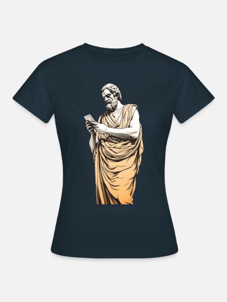 Grecki filozof ze smartfonem - Dame-T-shirt - marineblå