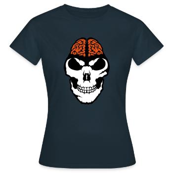 Gehirn Gehirn Tod Gehirn Skull - Frauen T-Shirt - Navy - Vorne - AI Model Female 172 dark (172cm)