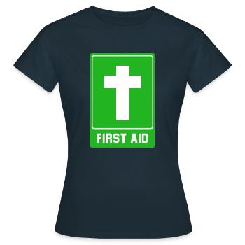 Cross First aid - Women's T-Shirt - navy - Front - AI Model Female 172 dark (172cm)
