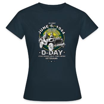 D-DAY Veteranen Legendäre Willys US ARMY - Frauen T-Shirt - Navy - Vorne - AI Model Female 172 dark (172cm)