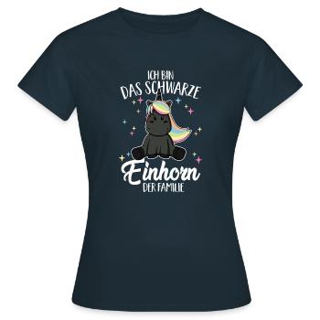 Das schwarze Einhorn der Familie Schwarzes Schaf - Frauen T-Shirt - Navy - Vorne - AI Model Female 172 dark (172cm)