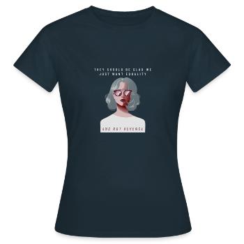 Equality not Revenge - Feminism Design - Frauen T-Shirt - Navy - Vorne - AI Model Female 172 dark (172cm)