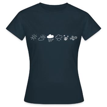 Wetterleiste,Sonne,Regen,Schnee,bewölkt,Wind, - Frauen T-Shirt - Navy - Vorne - AI Model Female 172 dark (172cm)
