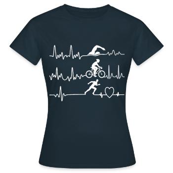 Triathlon battement de coeur natation course cyclisme - T-shirt Femme - marine - Devant - AI Model Female 172 dark (172cm)