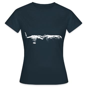 Bovins Highland / Bovins / Bovins Highlands écossais - T-shirt Femme - marine - Devant - AI Model Female 172 dark (172cm)