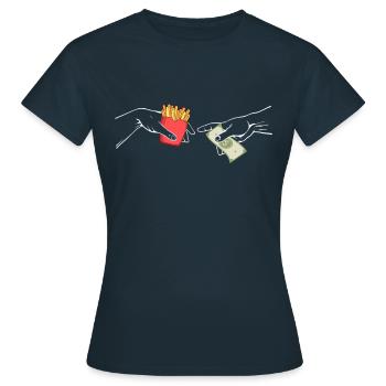 Destroying adipose Adam Michelangelo's hand - Women's T-Shirt - navy - Front - AI Model Female 172 dark (172cm)