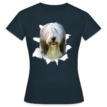 Bearded Collie - Bearded Collie Hund - Frauen T-Shirt - Navy - Vorne - AI Model Female 172 dark (172cm)