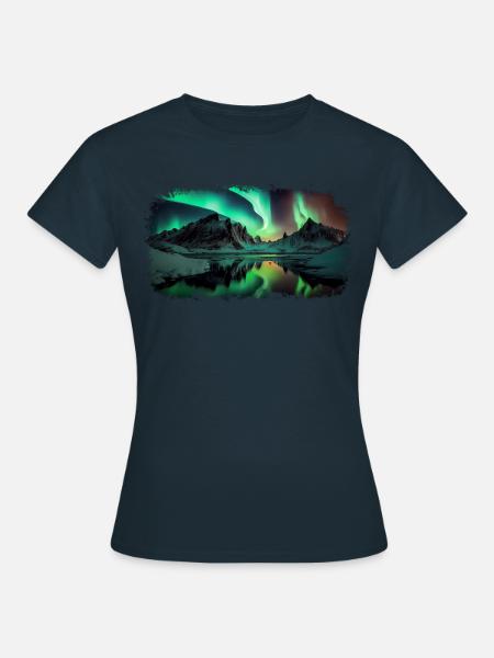 Aurora Berge Polarlicht - Frauen T-Shirt - Navy