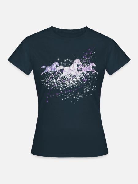 Pferde im Sternenhimmel - Frauen T-Shirt - Navy