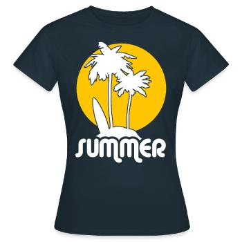 Été, soleil, soleil - T-shirt Femme - marine - Devant - AI Model Female 172 dark (172cm)