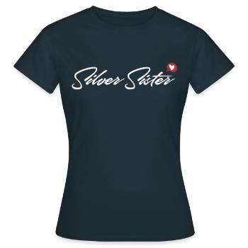 Silver Sister Natural Hair Silver White Gray - Women's T-Shirt - navy - Front - AI Model Female 172 dark (172cm)