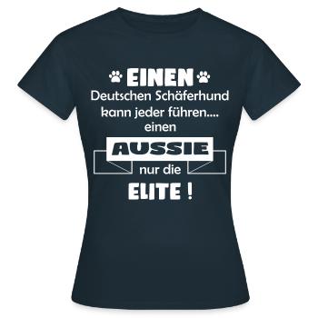 Australian Shepherd Tshirt - Aussie Shirt - Frauen T-Shirt - Navy - Vorne - AI Model Female 172 dark (172cm)