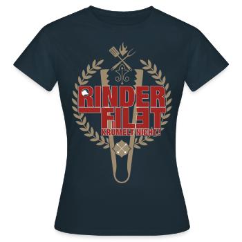 RINDERFILET KRÜMELT NICHT - Frauen T-Shirt - Navy - Vorne - AI Model Female 172 dark (172cm)