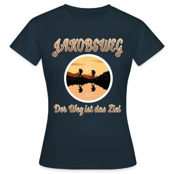 Jakobsweg der weg ist das ziel - Frauen T-Shirt - Navy - Vorne - AI Model Female 172 dark (172cm)