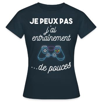 jeux videos - T-shirt Femme - marine - Devant - AI Model Female 172 dark (172cm)