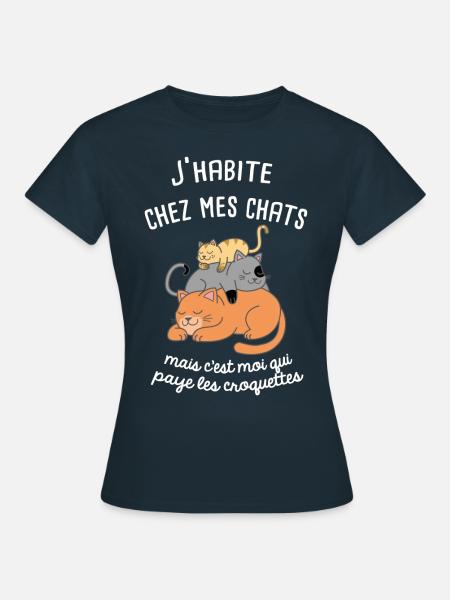 t-shirt chat femme - T-shirt Femme - marine