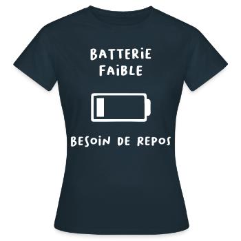 Batterie faible - T-shirt Femme - marine - Devant - AI Model Female 172 dark (172cm)
