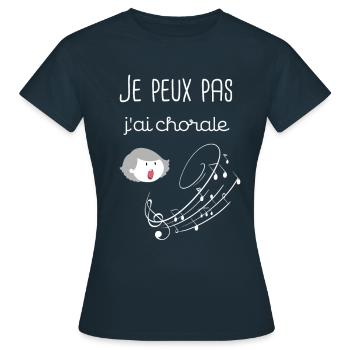 Je peux pas j'ai chorale - T-shirt Femme - marine - Devant - AI Model Female 172 dark (172cm)