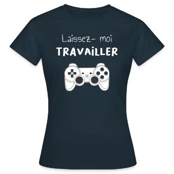 Laissez-moi travailler - T-shirt Femme - marine - Devant - AI Model Female 172 dark (172cm)