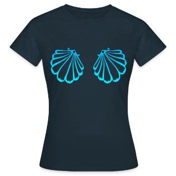 Meerjungfrau, Muschel, Bikini, BH, Karneval Kostüm - Frauen T-Shirt - Navy - Vorne - AI Model Female 172 dark (172cm)