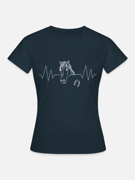cheval, chevaux, battements de coeur, fers à cheval, jument, chemise - T-shirt Femme - marine