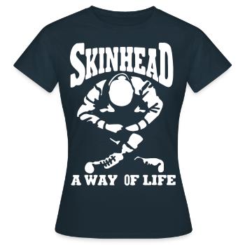 Skinhead - Frauen T-Shirt - Navy - Vorne - AI Model Female 172 dark (172cm)