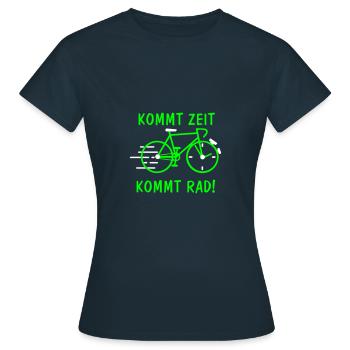 Kommt Zeit kommt Rad - Frauen T-Shirt - Navy - Vorne - AI Model Female 172 dark (172cm)