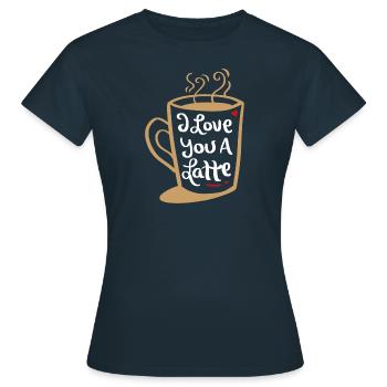 Je t'aime un cadeau de Latte Funny Valentines Pun - T-shirt Femme - marine - Devant - AI Model Female 172 dark (172cm)
