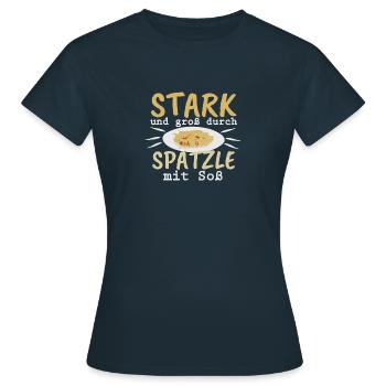Sauce pour le bain Spaetzle Schwabe - Enfants à la croissance forte - T-shirt Femme - marine - Devant - AI Model Female 172 dark (172cm)