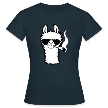 Lama Mit Joint - Frauen T-Shirt - Navy - Vorne - AI Model Female 172 dark (172cm)
