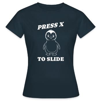 press x to slide Geschenkidee - Frauen T-Shirt - Navy - Vorne - AI Model Female 172 dark (172cm)