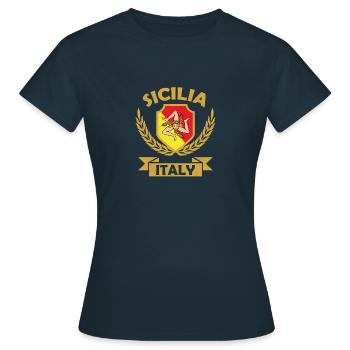 Sicila Italien italienske våbenskjold Flag Italien - Dame-T-shirt - marineblå - Foran - AI Model Female 172 dark (172cm)