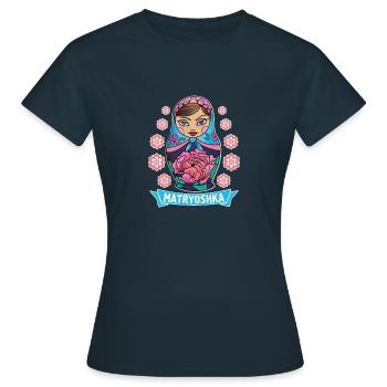 Russie URSS Matryoshka Poupée Uschanka - T-shirt Femme - marine - Devant - AI Model Female 172 dark (172cm)
