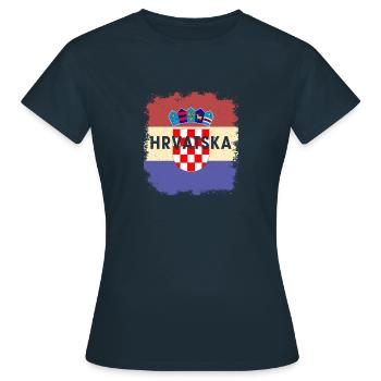 Croatie Croates Origine Lieu de naissance Drapeau - T-shirt Femme - marine - Devant - AI Model Female 172 dark (172cm)